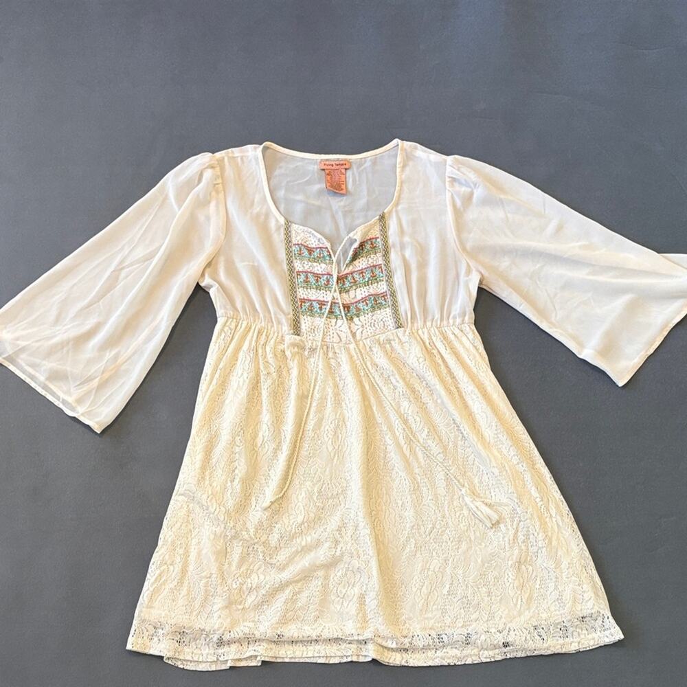 Flying Tomato Cream Blouse with Embroidered Detail Large